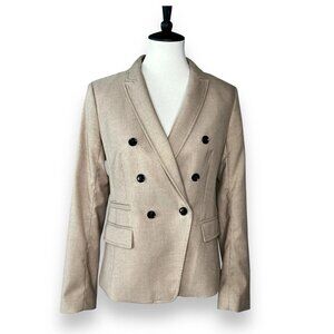 Banana Republic Boyfriend Blazer Camel Khaki Poly Stretch Double Breast size 4